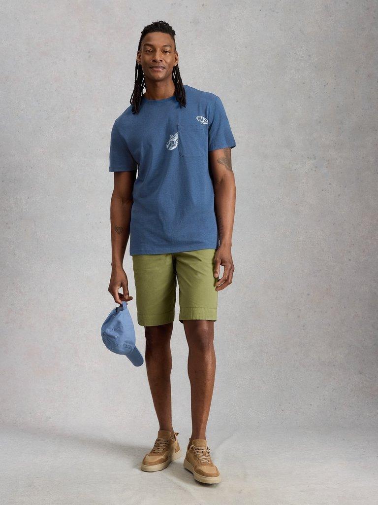 Abersoch Lobster Graphic Tee in BLUE PR - MODEL FRONT