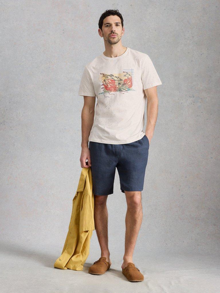 Abersoch Postcard Graphic Tee in WHITE PR - MODEL FRONT