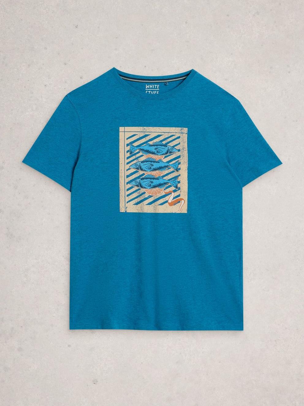 Abersoch Checker Graphic Tee in BLUE PR - FLAT FRONT