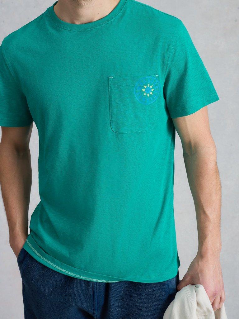 Abersoch Morocco Graphic Tee in GREEN PR - MODEL DETAIL