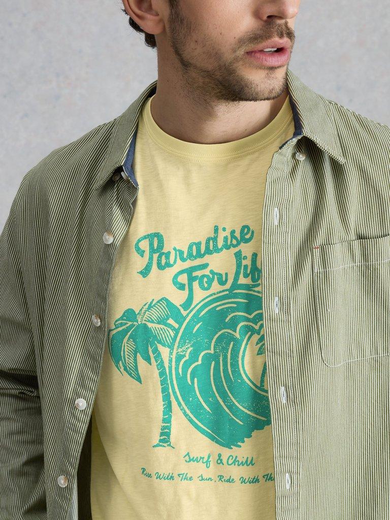 Abersoch Paradise Graphic Tee in YELLOW PR - MODEL DETAIL