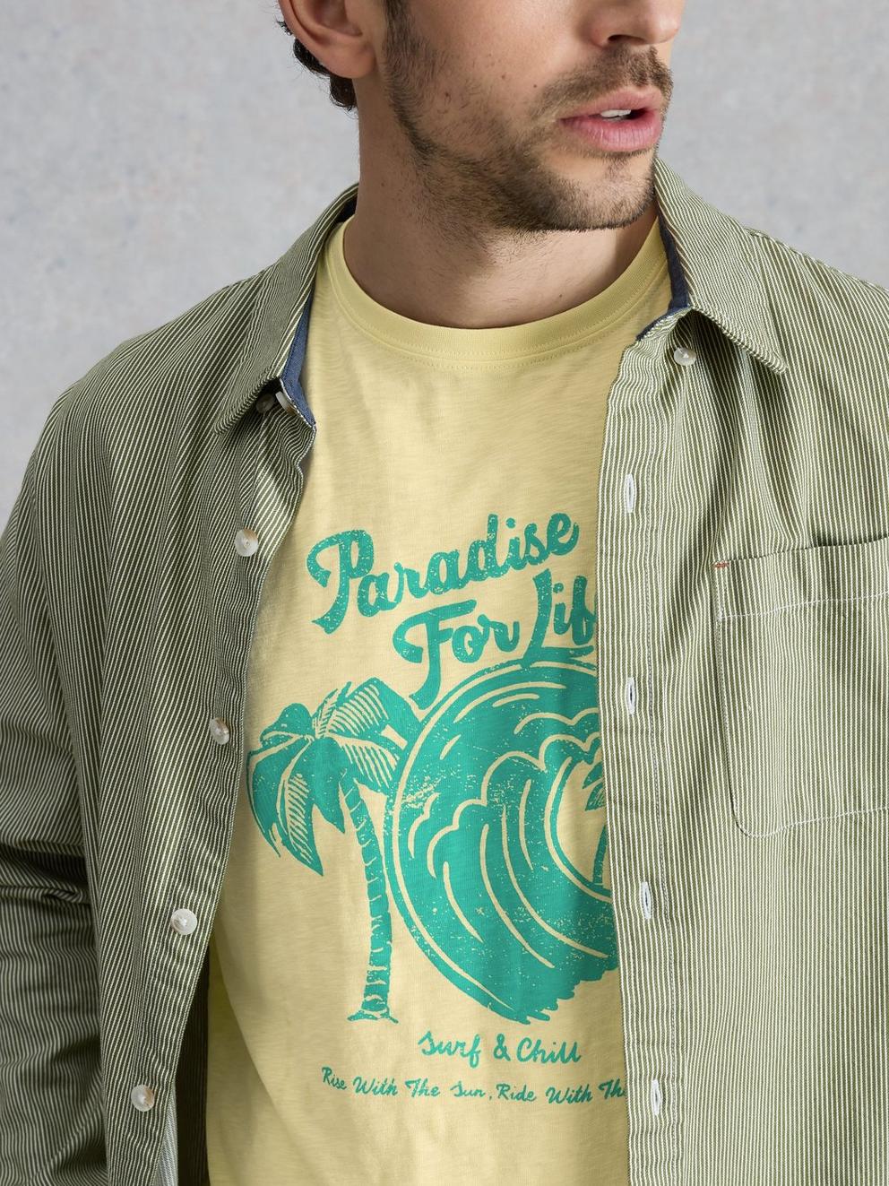 Abersoch Paradise Graphic Tee in YELLOW PR - MODEL DETAIL