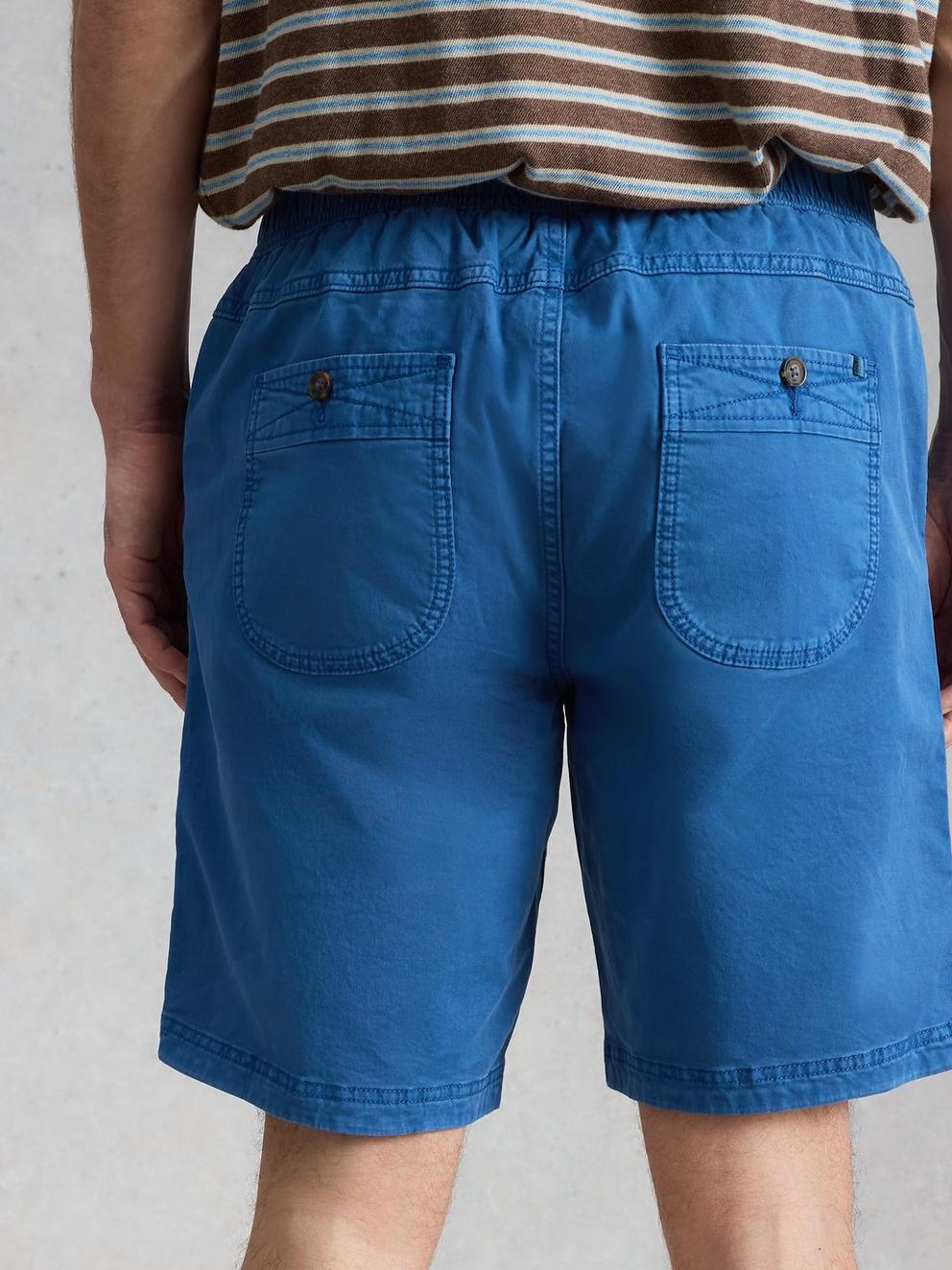 Sutton Drawstring Shorts in BRT BLUE - MODEL BACK