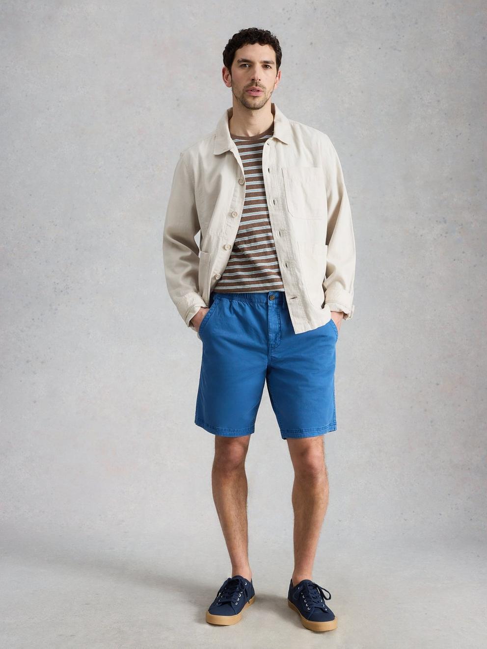 Sutton Drawstring Shorts in BRT BLUE - MODEL FRONT