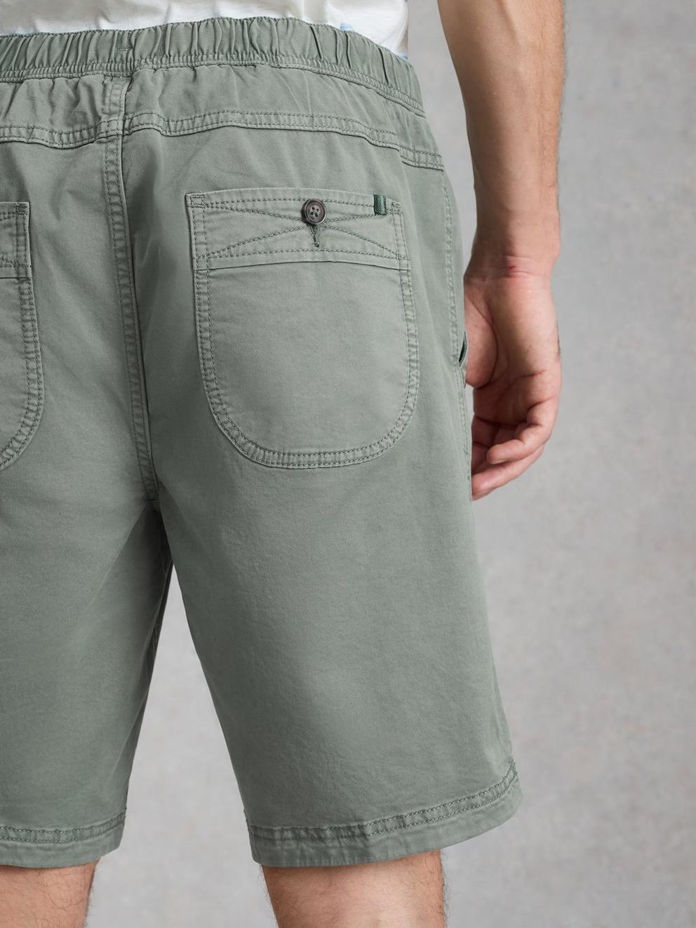Sutton Drawstring Shorts in LGT GREEN - MODEL BACK