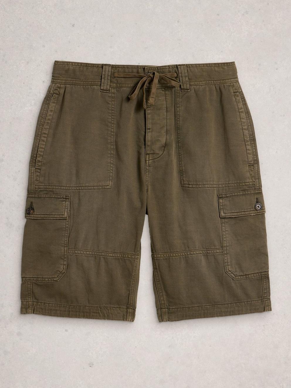Kemble Cargo Short in KHAKI GRN - FLAT FRONT