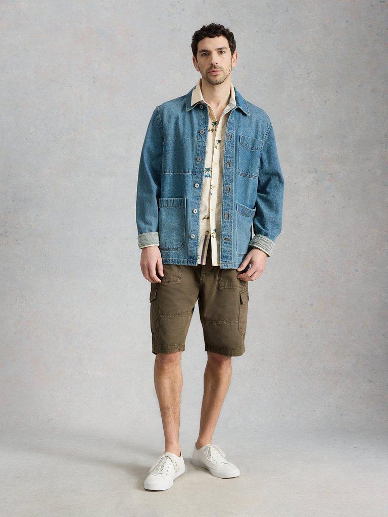 Kemble Cargo Short in KHAKI GRN - MODEL FRONT