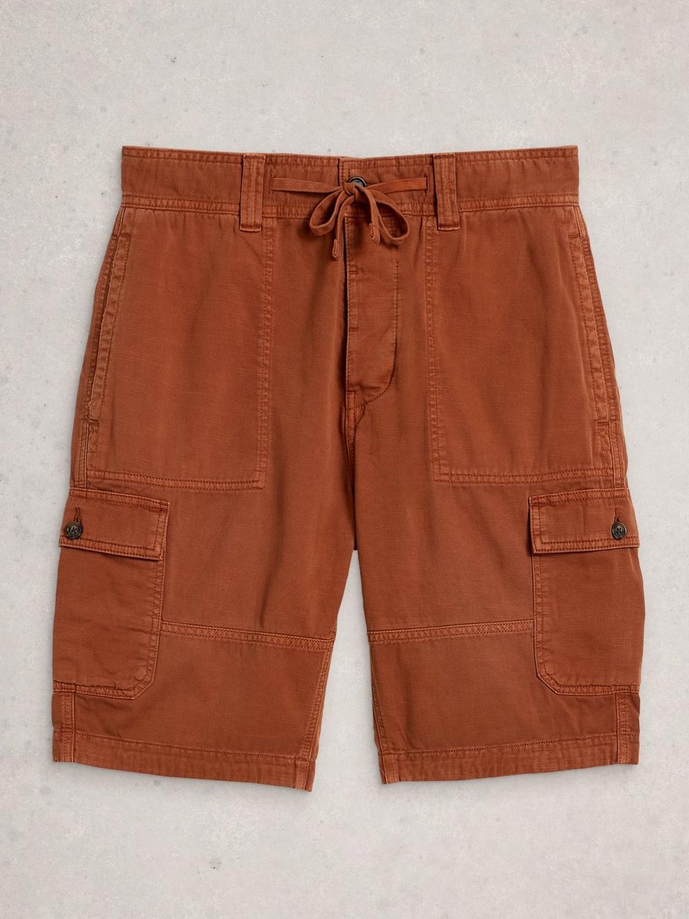 Kemble Cargo Short in MID ORANGE - FLAT FRONT
