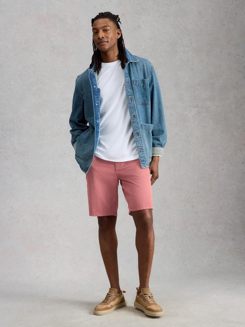 Chapman Casual Short in DEEP RED - MODEL FRONT