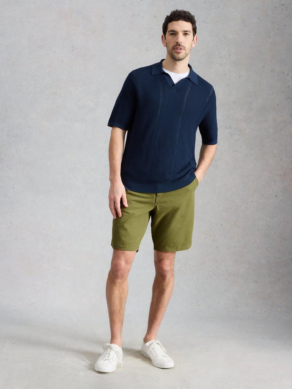 Chapman Casual Short in MID GREEN - MODEL FRONT