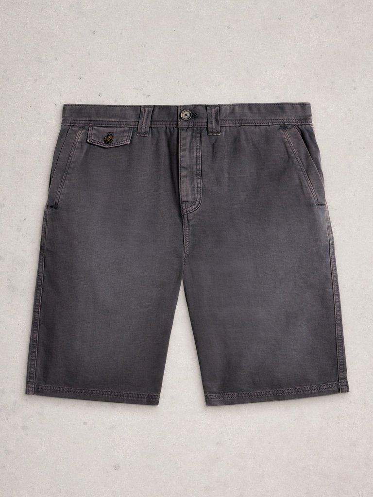 Chapman Casual Short in WASHED BLK - FLAT FRONT