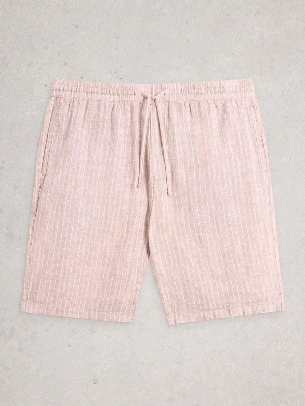 Lewes Stripe Linen Short in LGT NAT - FLAT FRONT