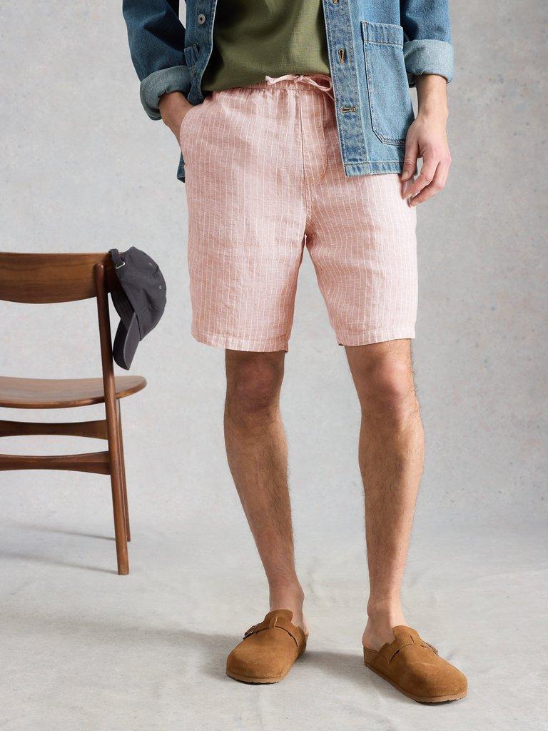 Lewes Stripe Linen Short in LGT NAT - LIFESTYLE