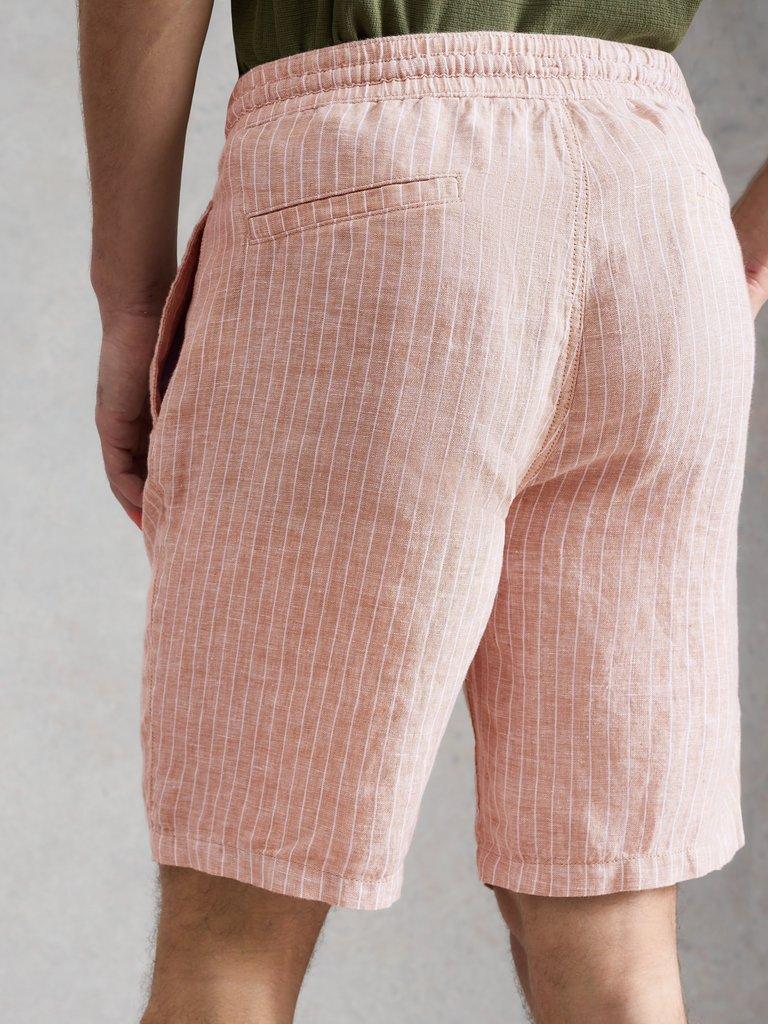 Lewes Stripe Linen Short in LGT NAT - MODEL BACK