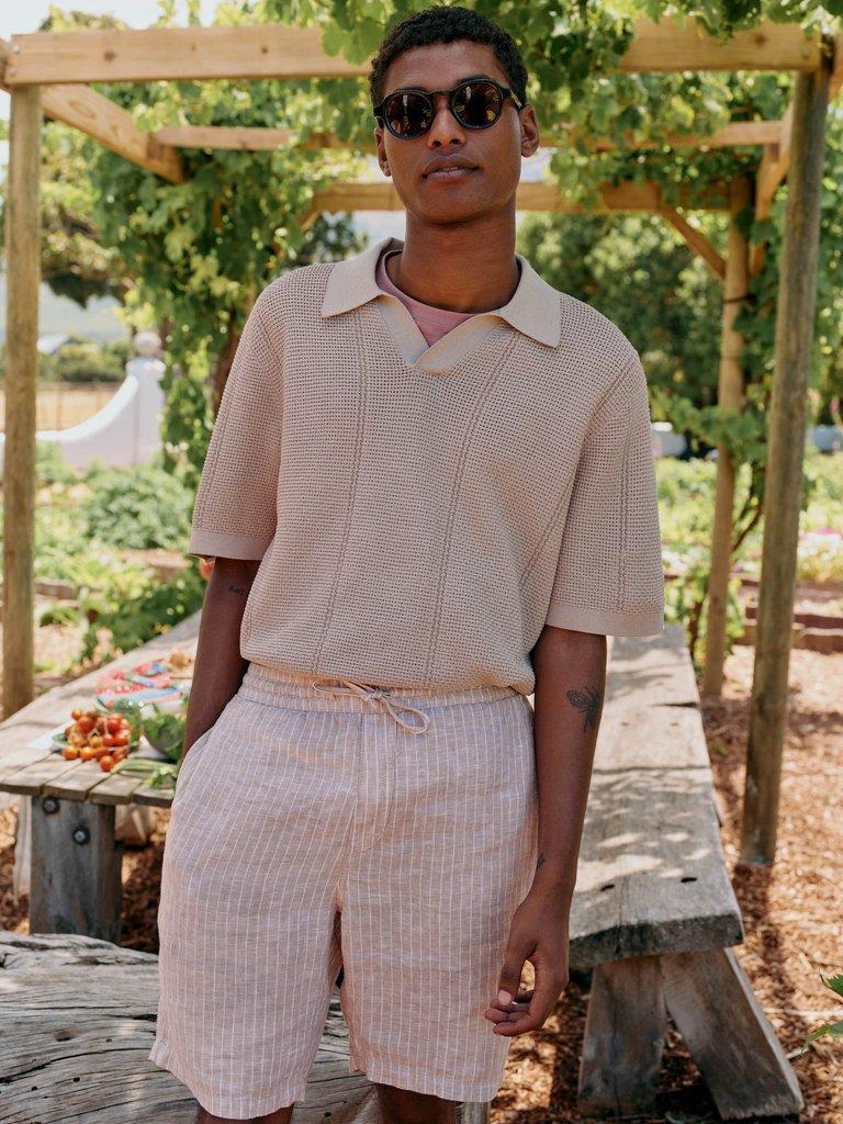Lewes Stripe Linen Short in LGT NAT - MIXED