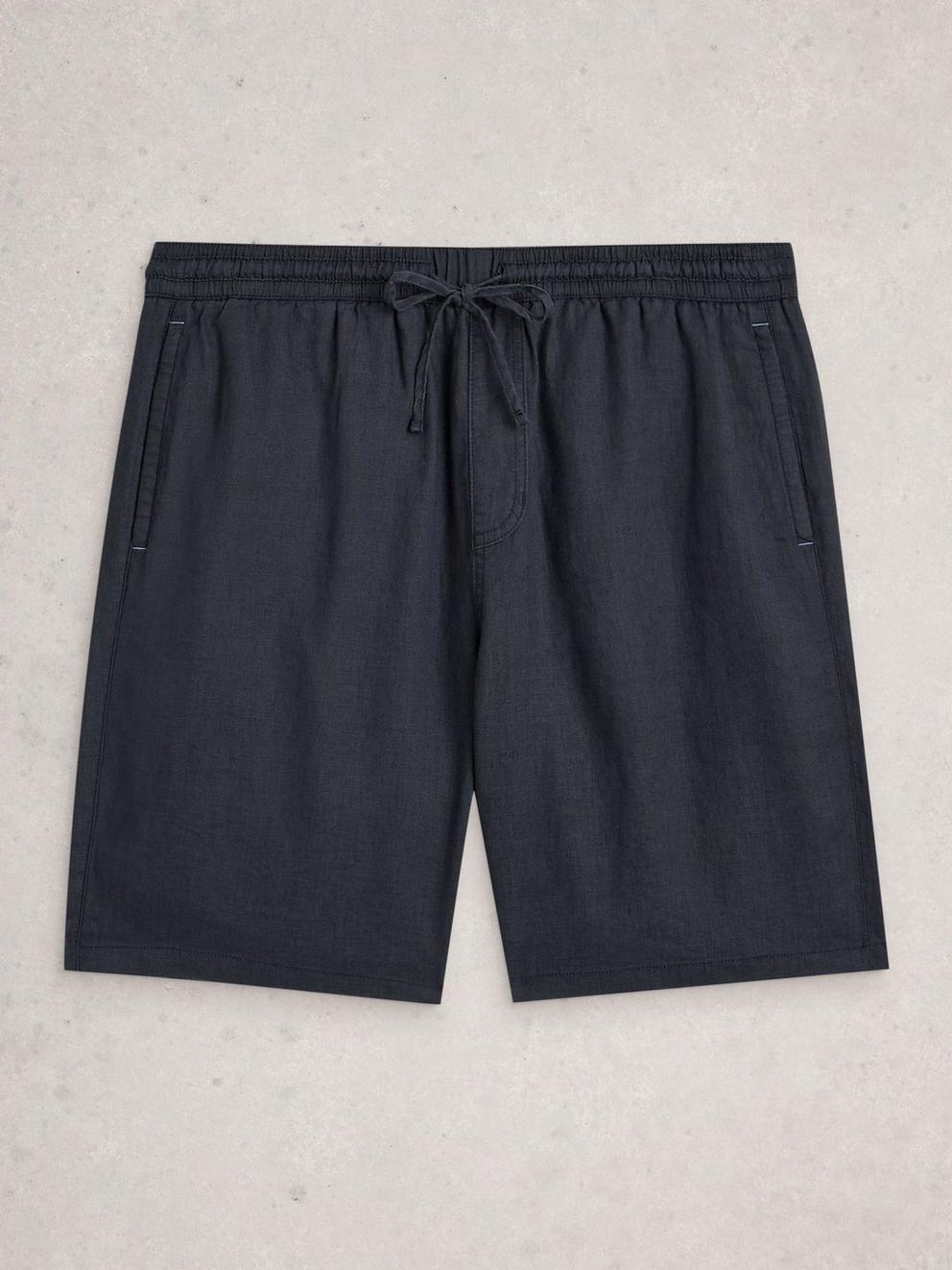 Lewes Linen Short in DARK NAVY - FLAT FRONT
