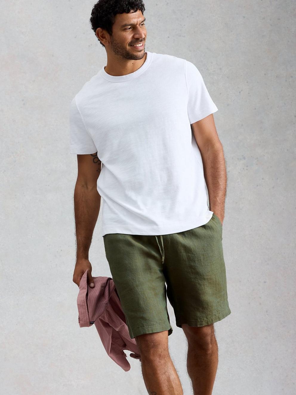 Lewes Linen Short in KHAKI GRN - LIFESTYLE