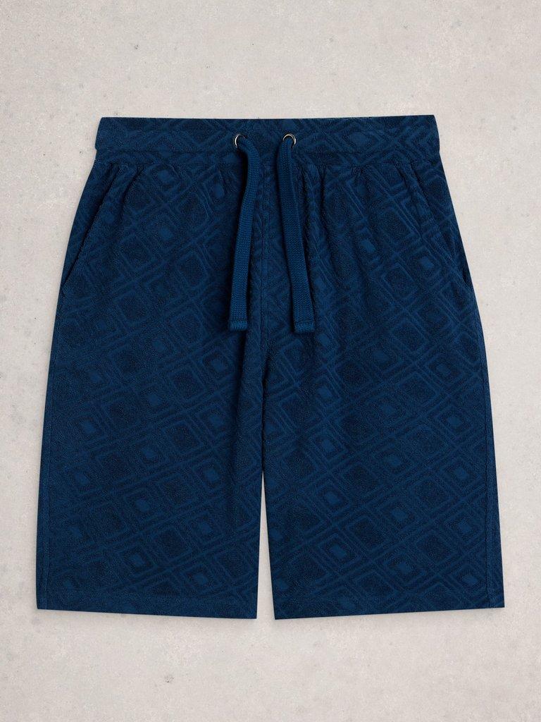 Totten Geo Towelling Short in MID BLUE - FLAT FRONT