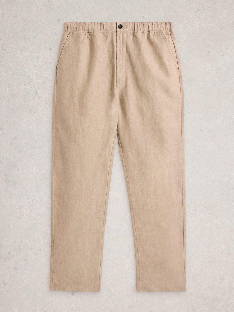 Swinton Linen Trouser in LGT NAT - FLAT FRONT