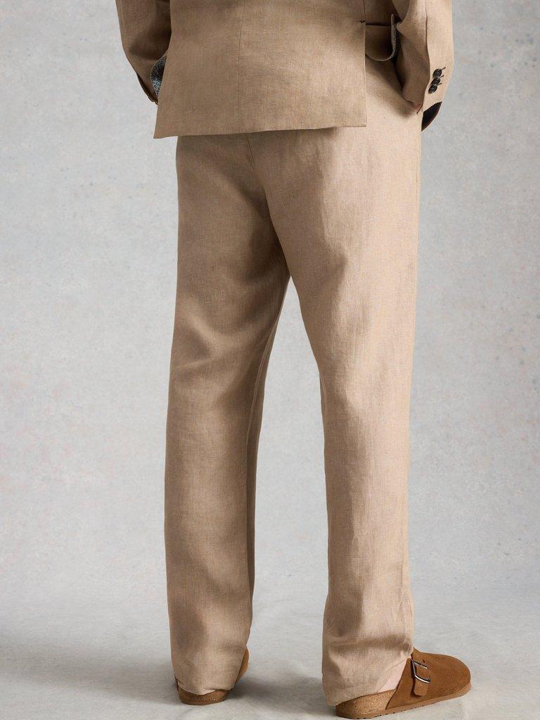 Swinton Linen Trouser in LGT NAT - MODEL BACK