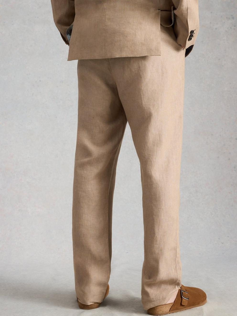 Swinton Linen Trouser in LGT NAT - MODEL BACK
