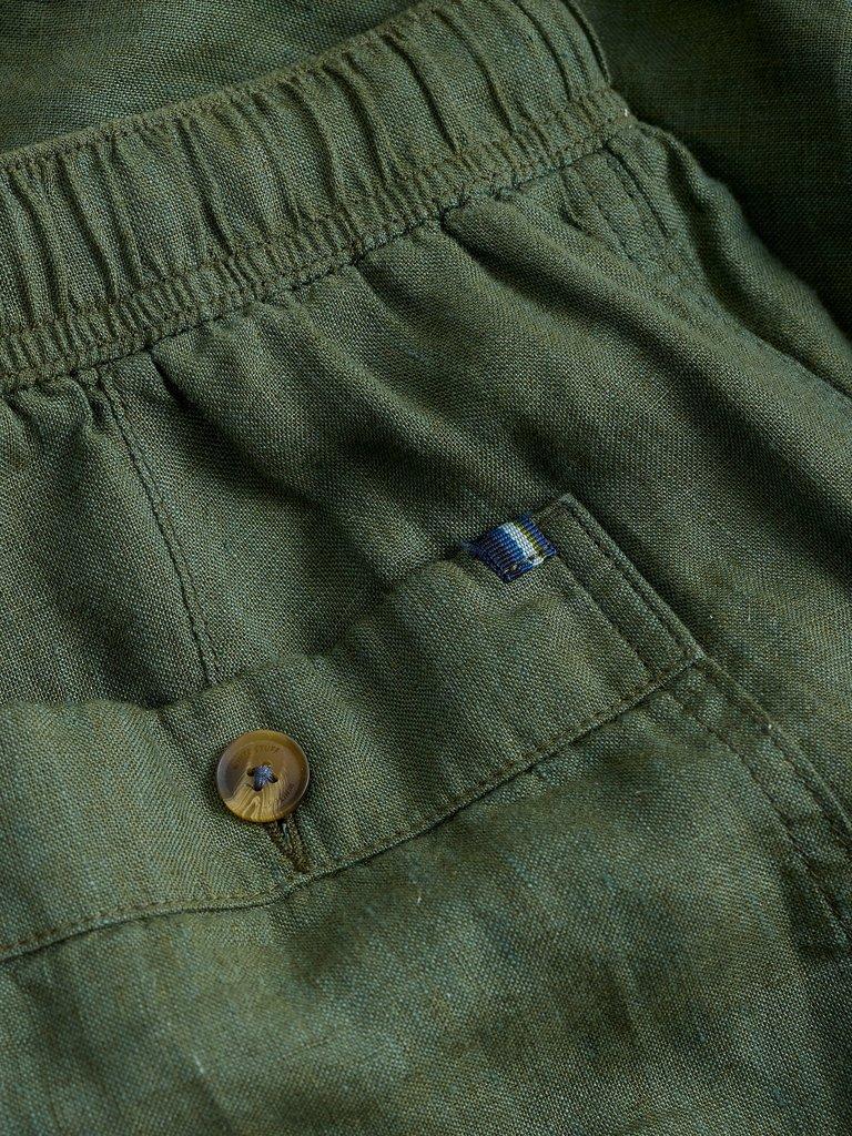 Skelmer Linen Trouser in KHAKI GRN - FLAT DETAIL
