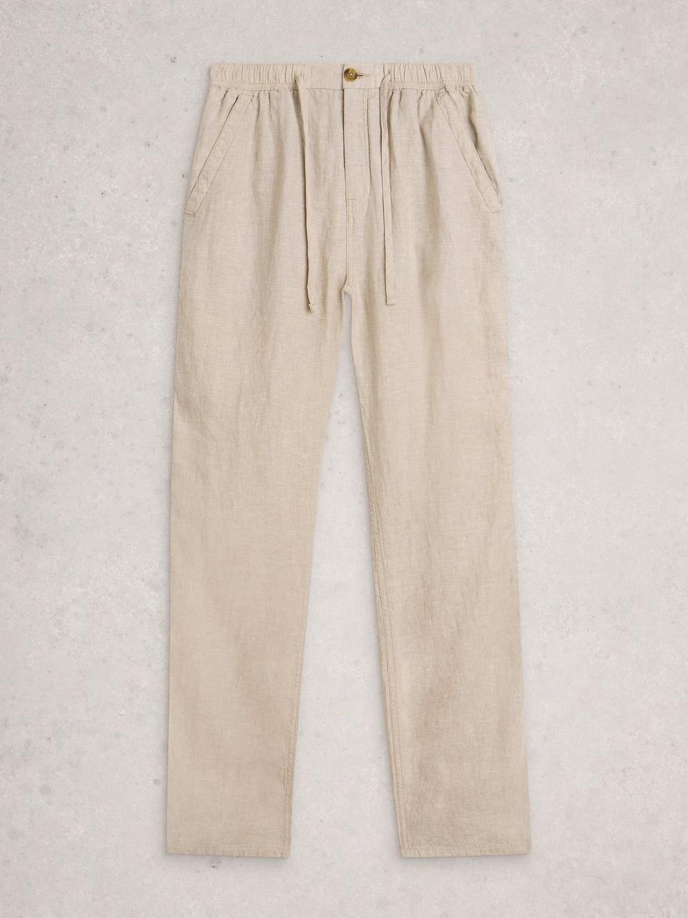 Skelmer Linen Trouser in LGT NAT - FLAT FRONT