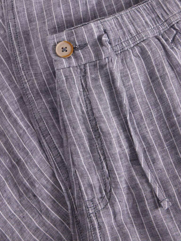Skelmer Linen Trouser in NAVY MULTI - FLAT DETAIL