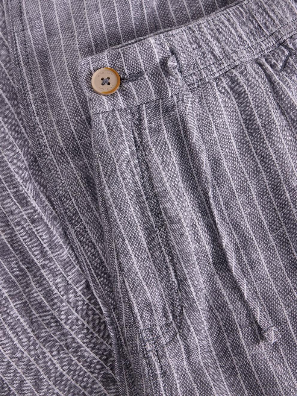 Skelmer Linen Trouser in NAVY MULTI - FLAT DETAIL