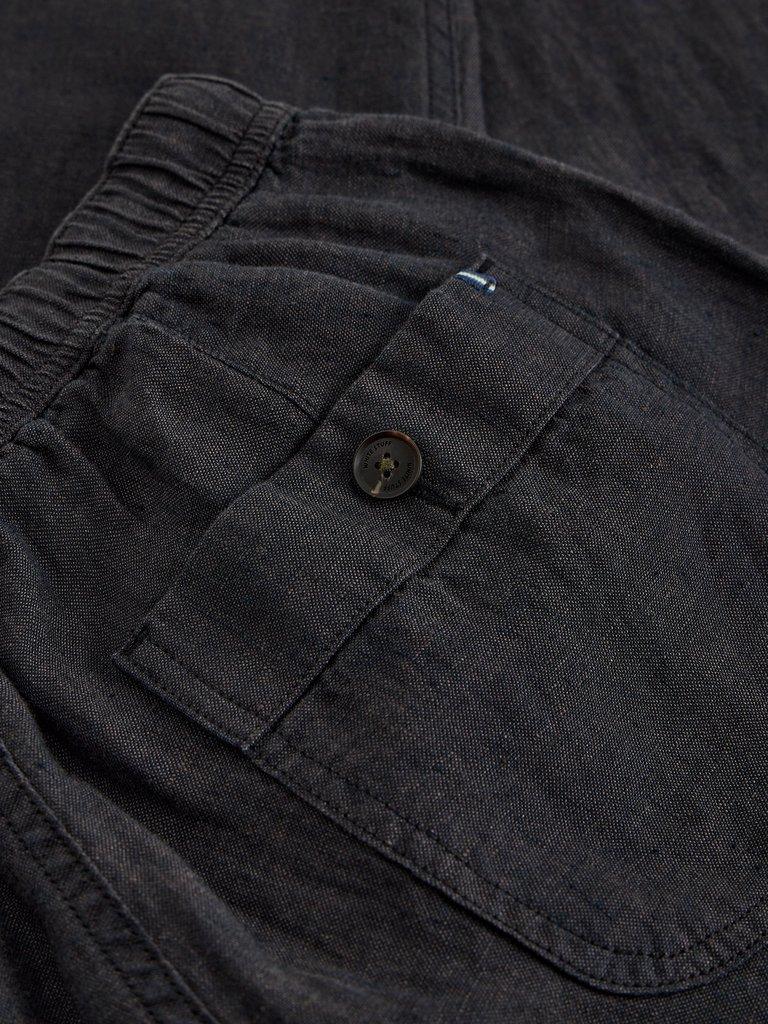 Skelmer Linen Trouser in PURE BLK - FLAT DETAIL