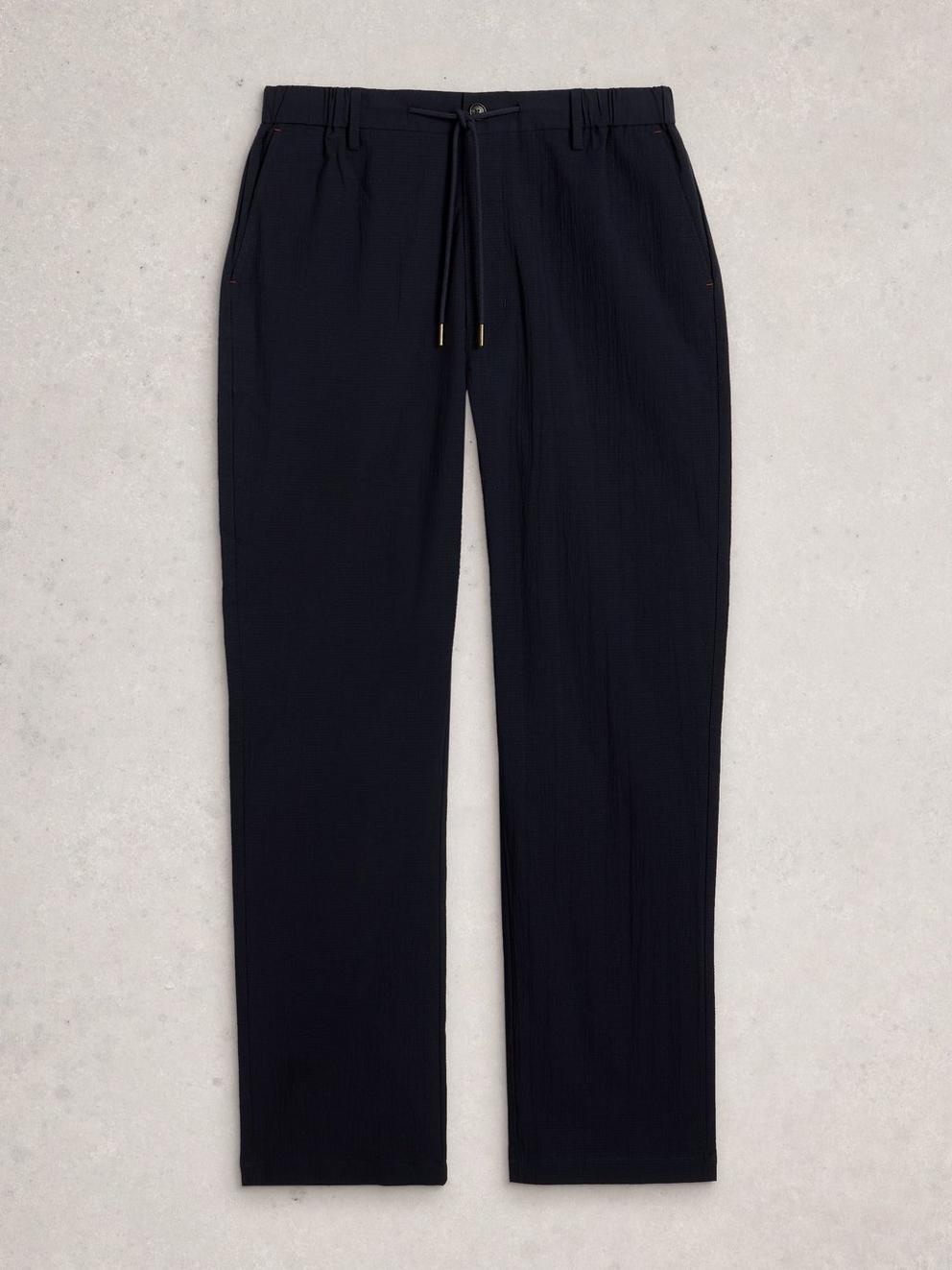 Falmouth Seersucker Trouser in DARK NAVY - FLAT FRONT