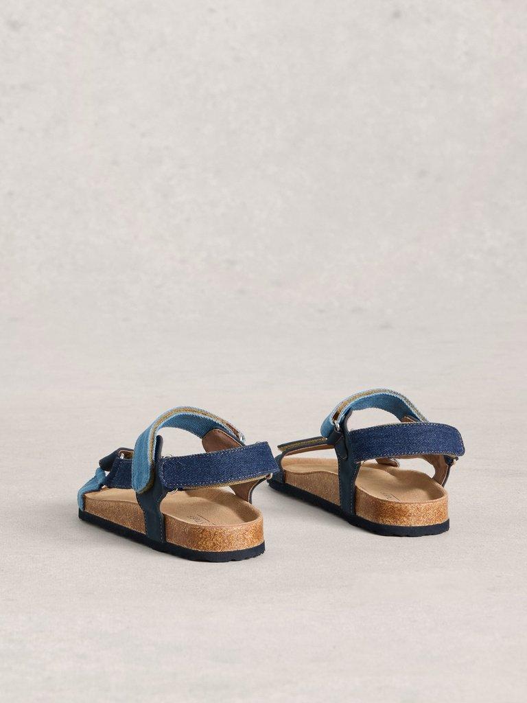 Trek Patterned Strap Footbed Sandal in DENIM MLT - FLAT BACK