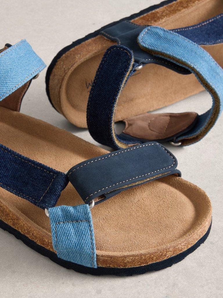 Trek Patterned Strap Footbed Sandal in DENIM MLT - FLAT DETAIL