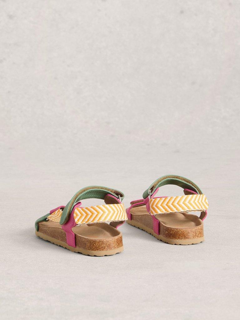 Trek Patterned Strap Footbed Sandal in PINK MLT - FLAT BACK