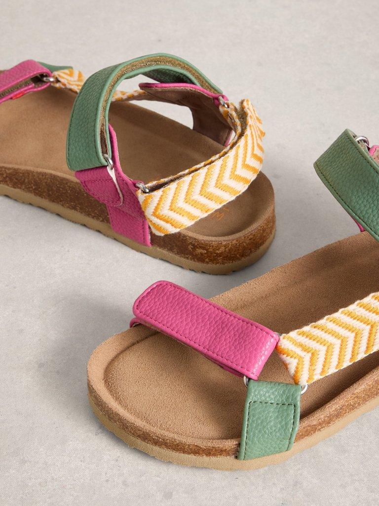 Trek Patterned Strap Footbed Sandal in PINK MLT - FLAT DETAIL