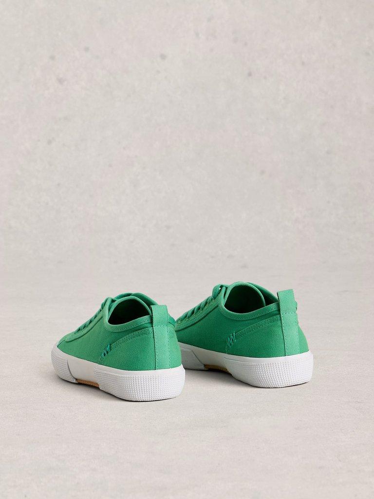 Pippa Lace Up Canvas Trainers in BRT GREEN - FLAT BACK