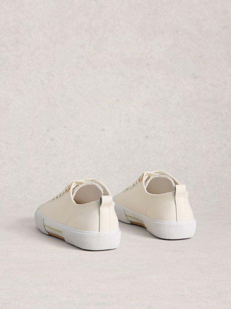 Pippa Leather Lace Up Trainer in NAT WHITE - FLAT BACK