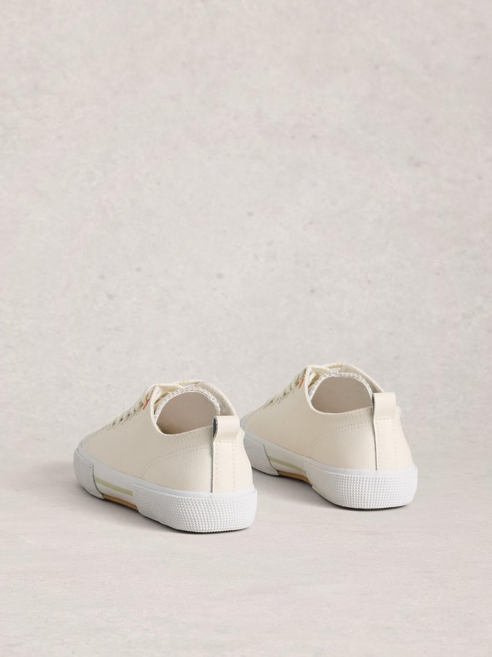 Pippa Leather Lace Up Trainer in NAT WHITE - FLAT BACK