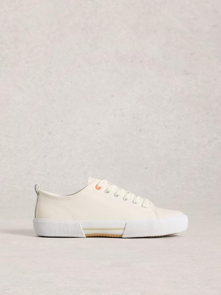 Pippa Leather Lace Up Trainer in NAT WHITE - LIFESTYLE