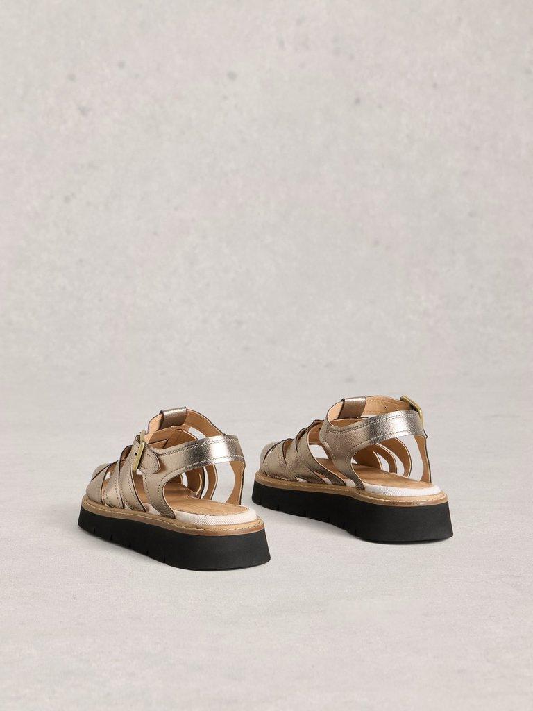 Chunky Strap Fisherman Sandal in PEWTER MET - FLAT BACK