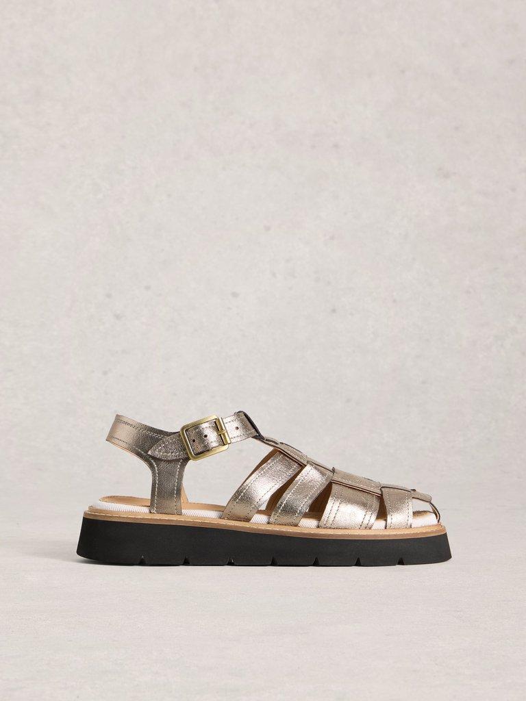 Chunky Strap Fisherman Sandal in PEWTER MET - LIFESTYLE