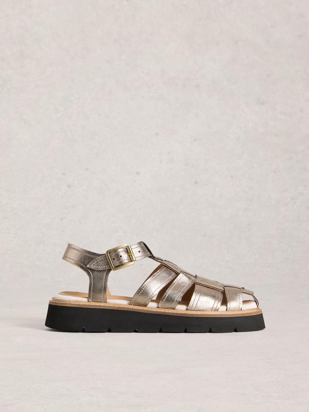 Chunky Strap Fisherman Sandal in PEWTER MET - LIFESTYLE