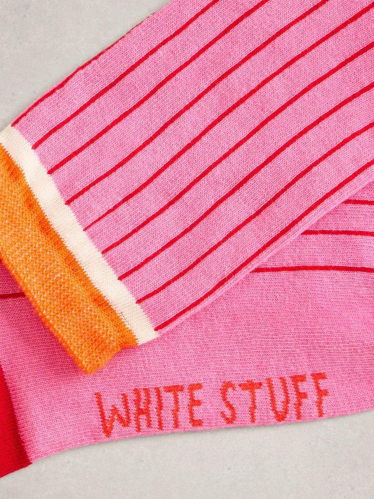 Pop Rib Ankle Sock in PINK MLT - FLAT DETAIL