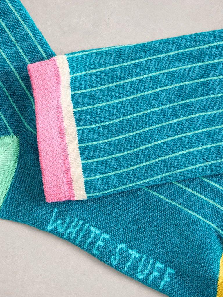 Pop Rib Ankle Sock in TEAL MLT - FLAT DETAIL