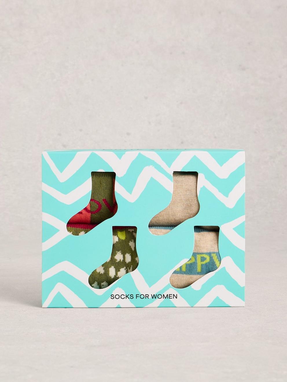 4PK Pop Block Ankle Socks in GREEN MLT - LIFESTYLE