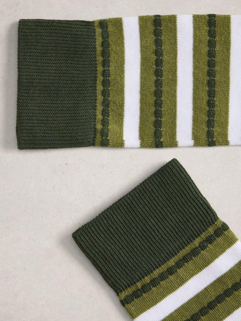 Block Striped Socks in GREEN MLT - FLAT DETAIL