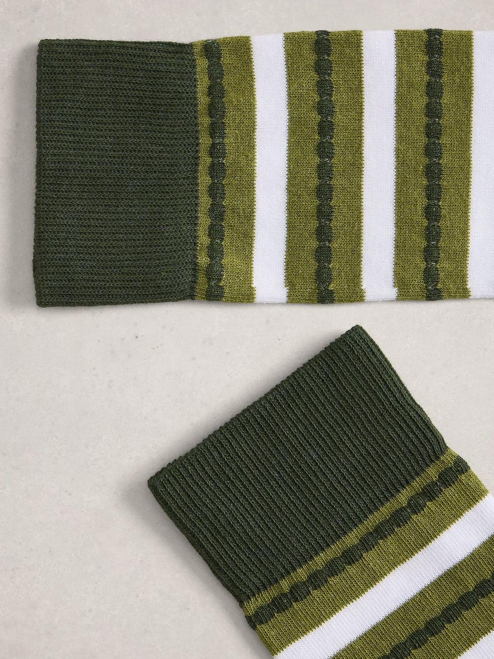 Block Striped Socks in GREEN MLT - FLAT DETAIL