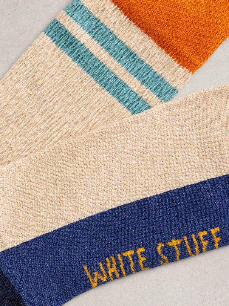 Ribbed Stripe Ankle Socks in NAT MLT - FLAT DETAIL