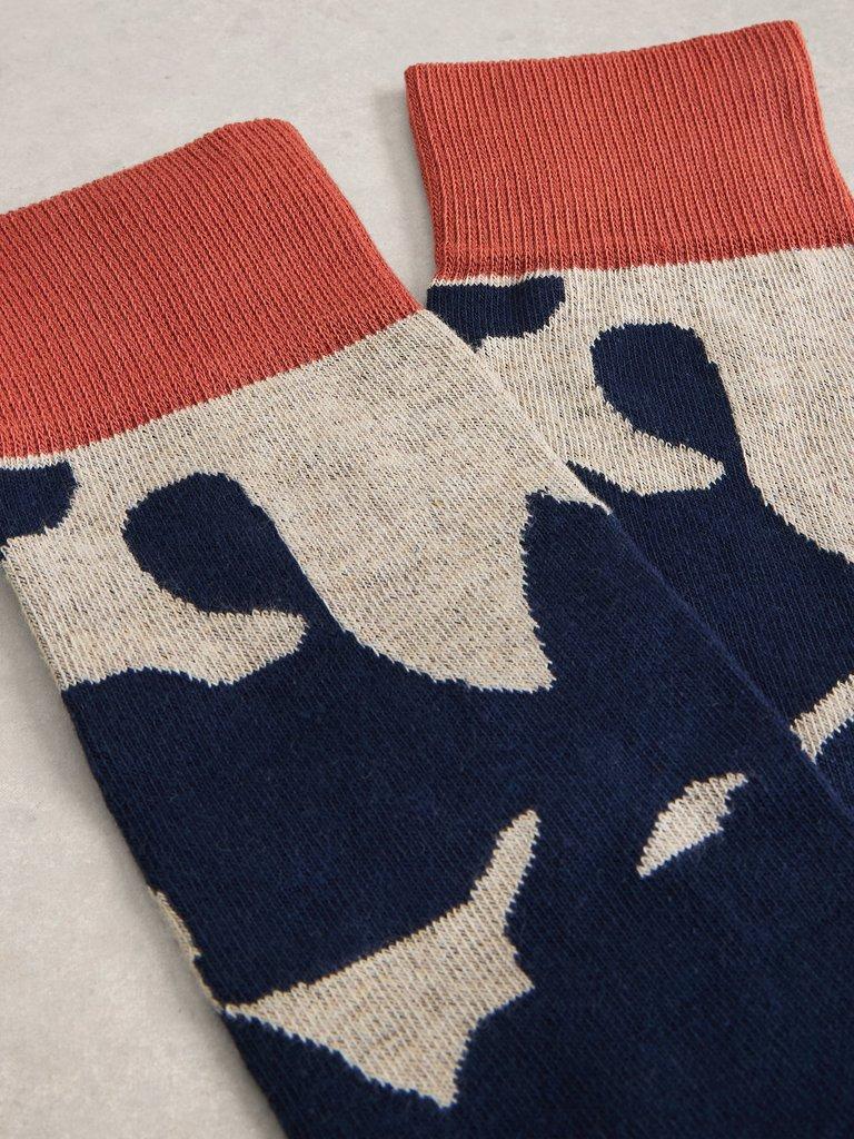 Abstract Print Ankle Sock in BLUE MLT - FLAT DETAIL