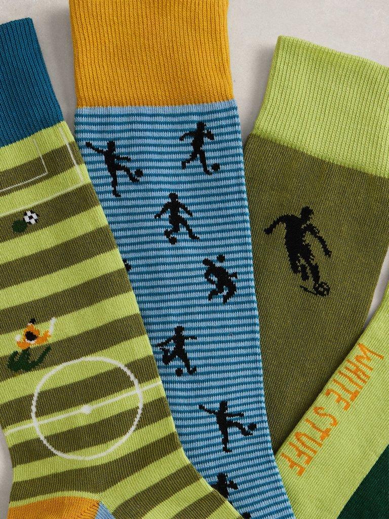 4PK Football Ankle Socks in GREEN MLT - FLAT DETAIL